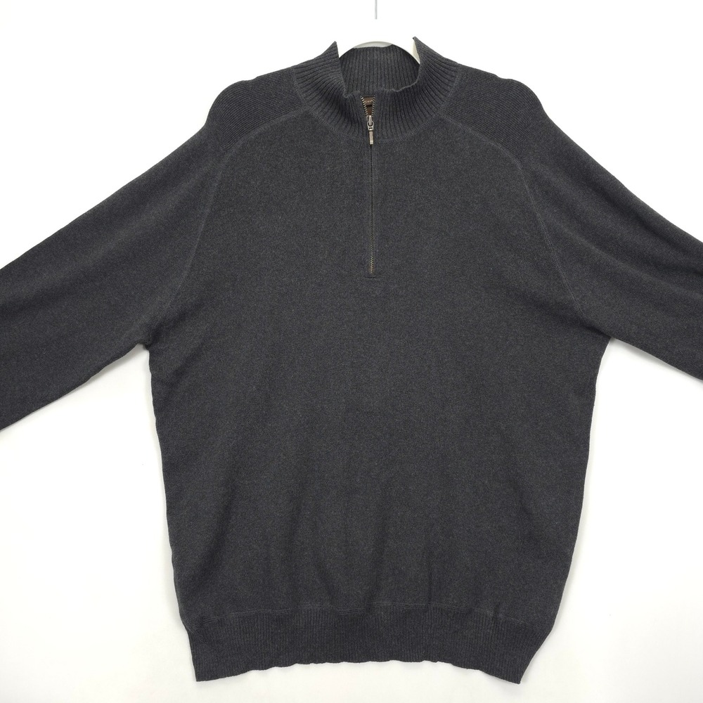 Merona Men's XXL Cashmere‎ Cotton 1/4 Zip Sweater Dark Gray Pullover Knit